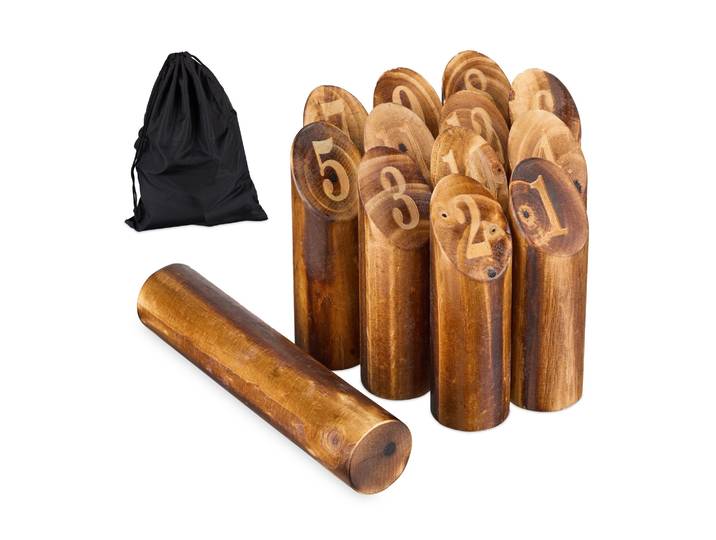 Kubb Wikingerspiel mit Tasche Braun
