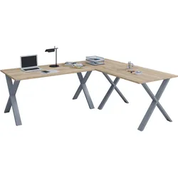 VCM VCM Holz Schreibtisch   Eckschreibtisch schlicht   130x130   L Form links oder rechts   Arbeitstisch Platte 50 cm tief   Computertisch Büromöbel - Lona X