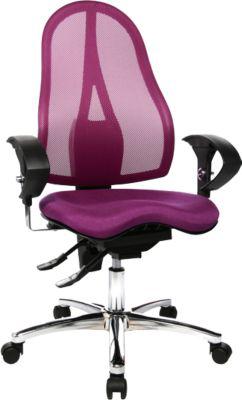 Topstar Bürostuhl SITNESS 15, Permanentkontakt, mit Armlehnen, Netzrücken, Fitness-Orthositz, violett