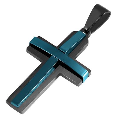 Kettenanhänger ADELIA´S "Anhänger – Kreuz Kreuzanhänger aus Edelstahl", blau, Schmuckanhänger, Damen, Edelstahl, Kettenanhänger, Ein Geschenk, das Freude macht