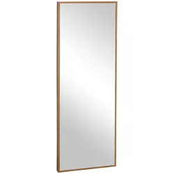 MODFU Wandspiegel Ganzkörperspiegel 125x45 cm Naturholz mit Holzrahmen, zum Aufhängen oder Anlehnen, rechteckig für Flur Garderobe