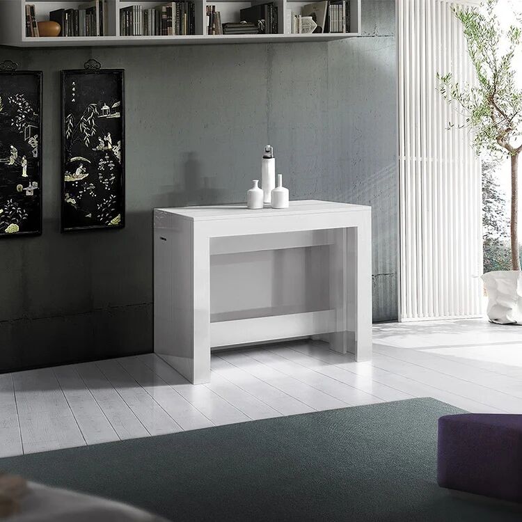 garneroarredamenti Tavolo consolle allungabile 50-300cm bianco lucido Zenzero