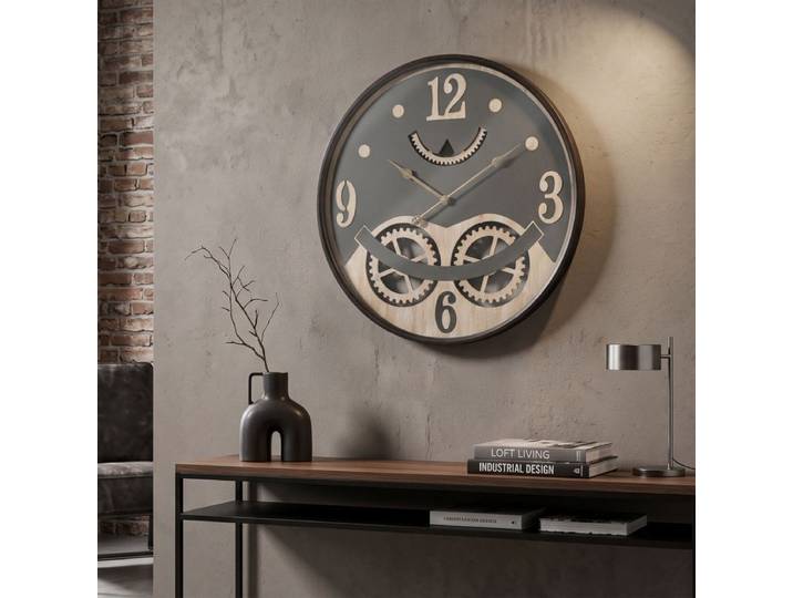 Horloge murale 67 cm Archibald Noir et Marron