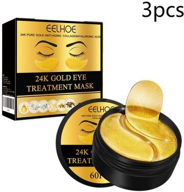 Inspire Curations RadianceGlow 24K Gold Eye Mask Patches 60PCS Under Eye Patches For Dark Circles & Firming Care 180pcs