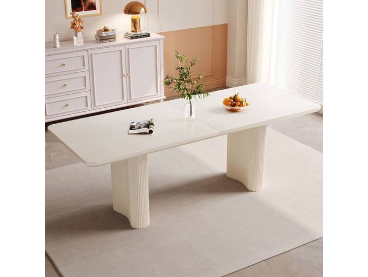 Table à manger 200 cm style crème moderne grande table salle à manger design minimaliste meuble cuisine salon élégant