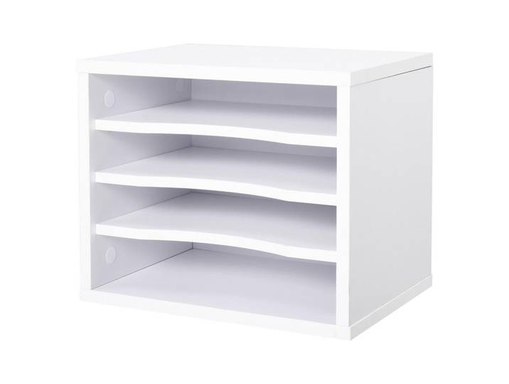 ComfortXL Regal De-16661 4 Ebenen, platzsparend Weiß, 25x28x35 cm, Büromöbel, Schreibtische