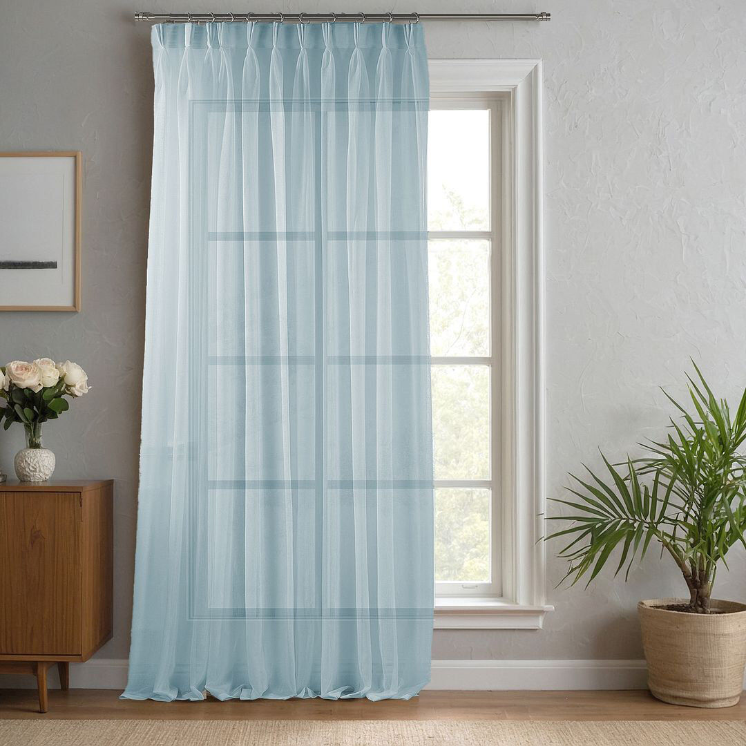 Noine Home Deco Sheer Single Curtain Panel Blue 130cm Width x 175cm Drop