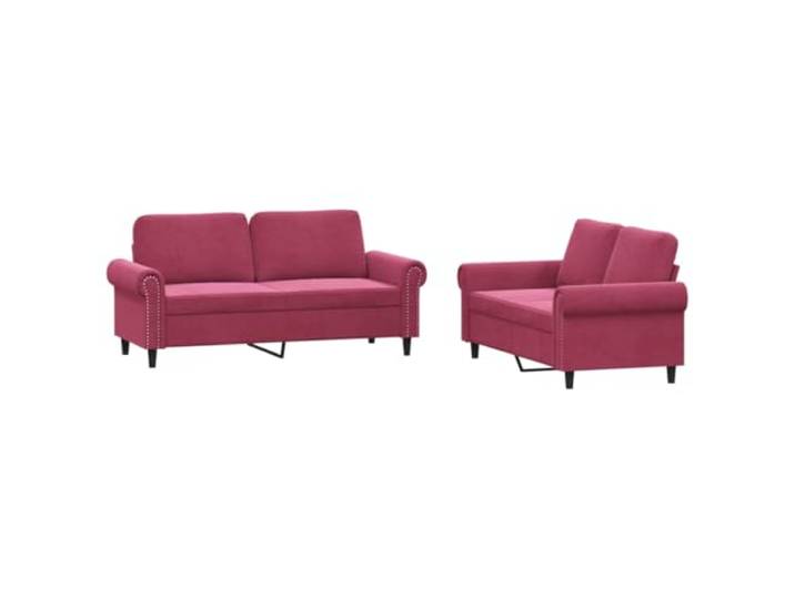 GHVBNMF 2-TLG. Sofagarnitur mit Kissen Weinrot Samt 2-Sitzer Sofa Set Elegantes Polstermöbel Set für Wohnzimmer und Gästezimmer mit weichem Textilbezug und stabilen Metallbeinen