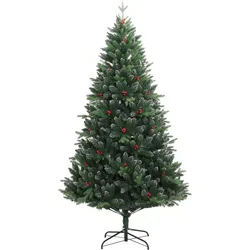 vidaXL Künstlicher Weihnachtsbaum Klappbar mit Roten Beeren 180 cm