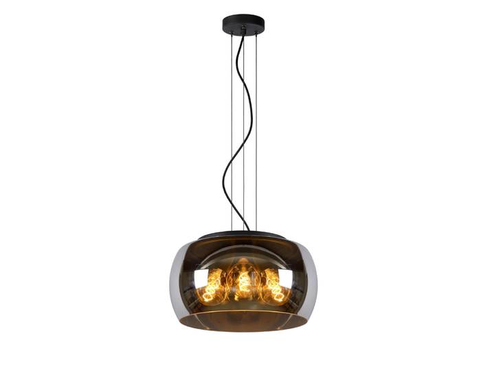 Suspension en verre 3 lumières verre fumé 40 cm