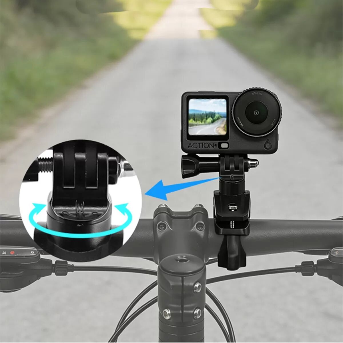 INF Action Kamera Fahrradhalterung – Sichere Fahrradklemme für Action 6 mit verstellbarer GoPro Schnittstelle