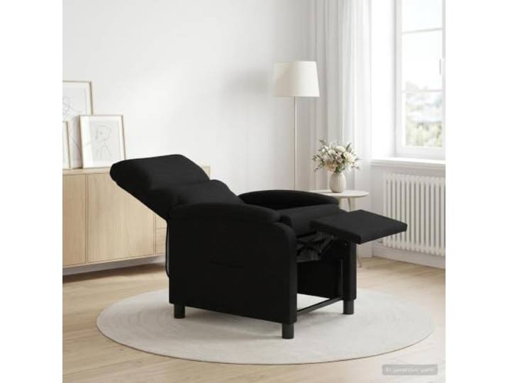 Relaxsessel Schwarz Stoff mit Verstellbarer Rückenlehne 115°-160° Metall- und Holzwerkstoffrahmen,Schaumstoff-Füllung,Neigungsfunktion,feuchtes Tuch zur Pflege