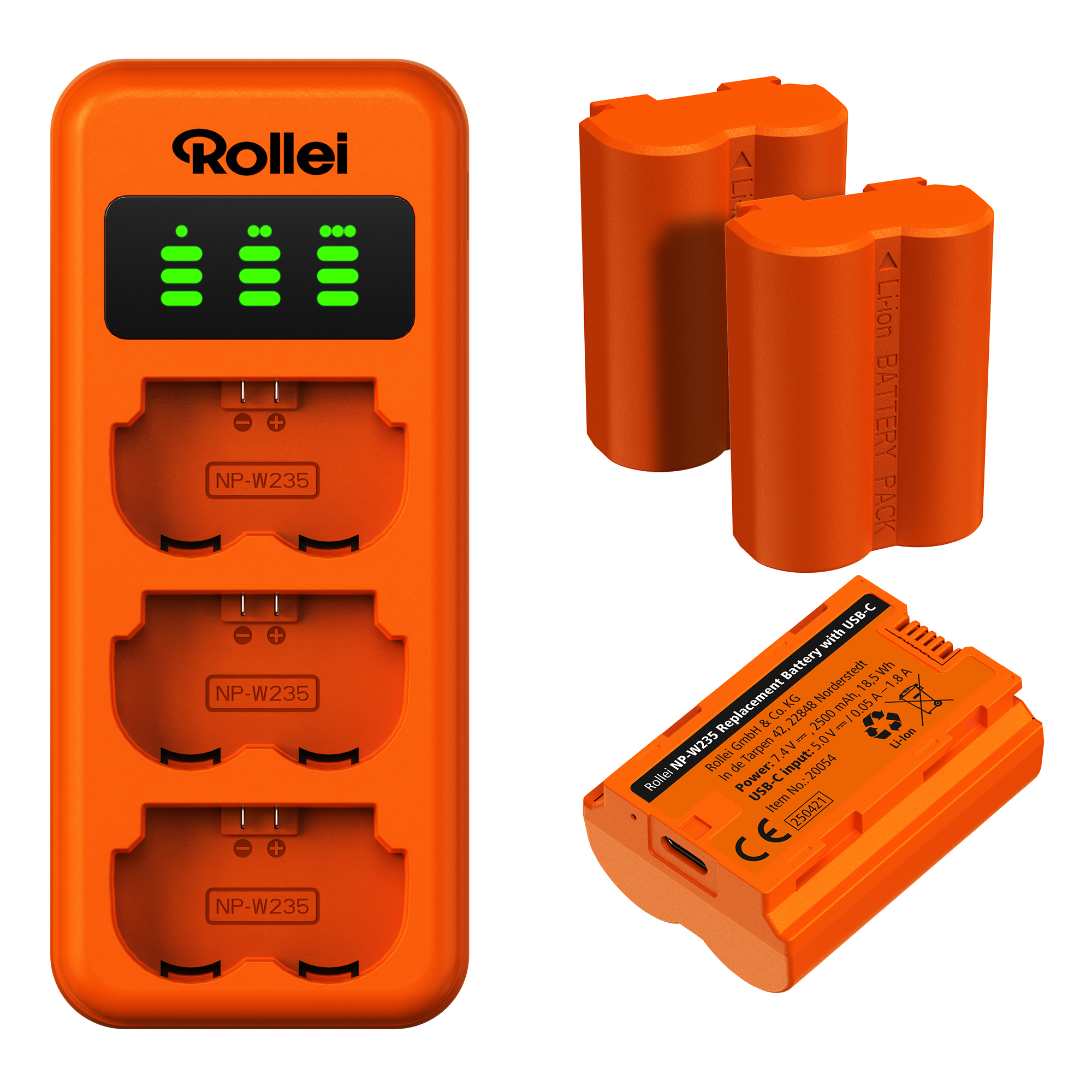 Rollei Ladegerät-Set | 3er Pack Kamera-Akkus & Ladegerät 20086