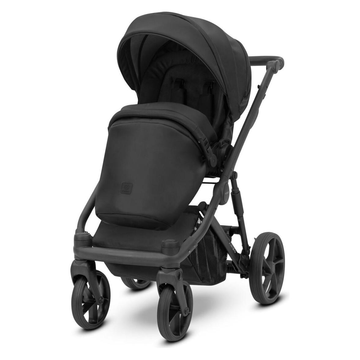 Kunert ARIZO 2in1 Öko-Leder Kinderwagen in Schwarz, Tragetasche und Zubehör (65280489)
