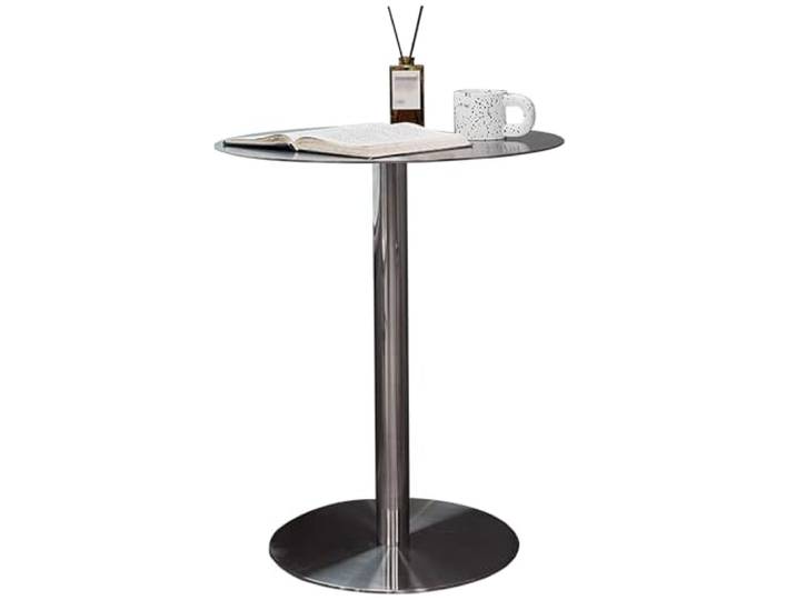 Drsyffsup Runder Tisch aus Edelstahl, Bistro-Pub-Möbel – Bartisch, Küchen-Esstisch, kreisförmiges Chassis-Design, geeignet für Bars, Cafés, Balkon, Terrasse, 3 Höhen verfügbar (Size : 40x40x75cm)