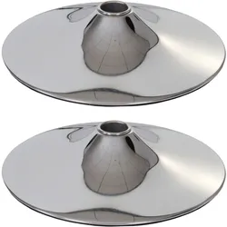 2er-Set Fußteller Fußplatte Fuß für Barhocker Barstuhl Drehstuhl Esszimmerstuhl, chrom ~ Ø 38,5cm