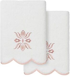 Authentic Hotel and Spa 100% Turkish Cotton FLOWER CREST Scallop Embellished Towel Collection