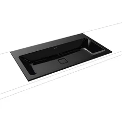 Cono Einbauwaschtisch ohne Hahnloch ohne Überlauf mit Perl-Effekt 90 x 50 cm schwarz matt Sonderangebot