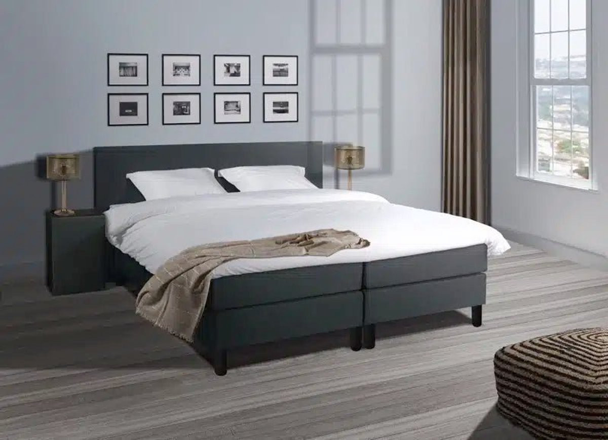 Mörgenn Valverde Boxspring - Complete Hotel Boxspring met Pocketvering en Luxe 10cm Topper - Antraciet - 180x200 cm