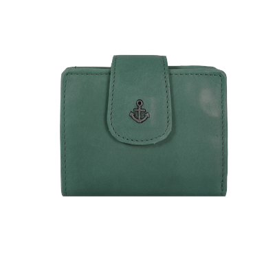 Geldbörse HARBOUR 2ND "Stella", Damen, grün (petrol), Rindsleder, Kleinlederwaren, Unisex Portemonnaie, Geldbeutel mit Logoaufnäher