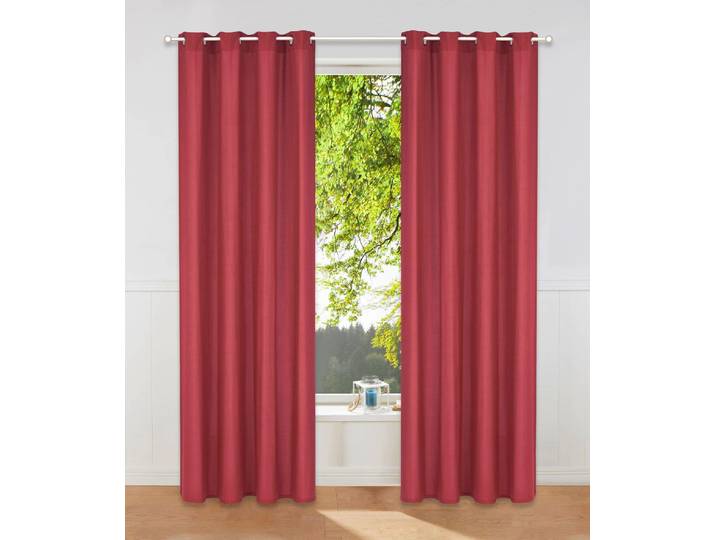 Vorhang GOODPRODUCT Raja mit Ösen, 2er Pack, blickdicht, Topseller Gr. 3, rot, B:140cm H:225cm, Polyester, Recyceltes Material, Gardinen, Vorhang, einfarbig, Einfache Montage, Pflegeleicht, Ösen, 2 er Pack, uni
