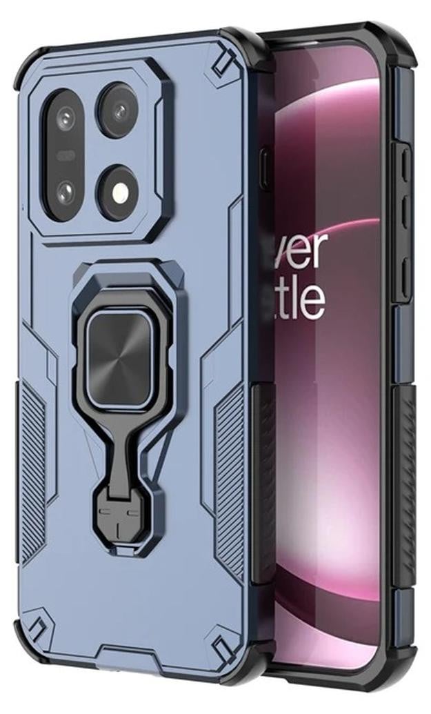 MobyDefend Hoesje voor OnePlus 15 - Dubbelgelaagde Pantsercase met Standaard - Blauw