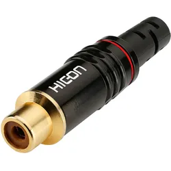 HICON Cinch (RCA), 2-pol , Metall-, Löttechnik-Kabelbuchse, echtvergoldete(r) Kontakt(e), gerade, schwarz