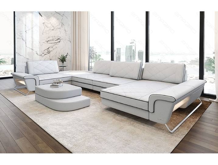 Sofa Ferrara Eleganz U-Form in Leder
