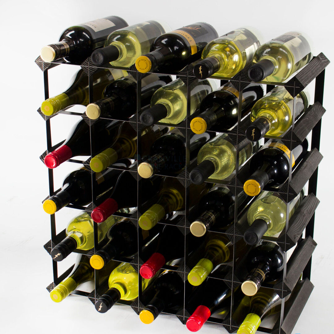 Rio Candace 30 Bottle Floor Wine Bottle Rack Black Stained / Black Steel 52cm H X 52cm W X 23cm D