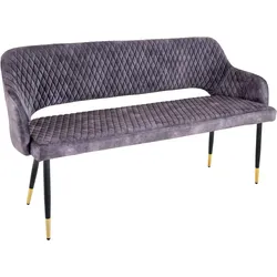 riess-ambiente Sitzbank PARIS - 160cm grau Samt Rückenlehne goldene Fußkappen Retro Metallbeine