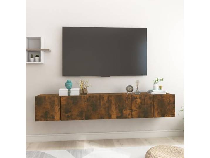 HEFZGDB TV-Wandschränke 3 STK. Räuchereiche 60x30x30 cm mit Zwei Fächern pro Konsole - Premium Holzwerkstoff für Stauraum und Moderne Einrichtung