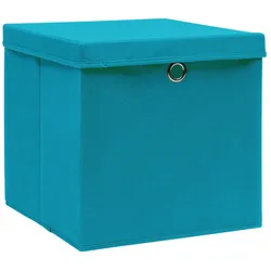 vidaXL Aufbewahrungsboxen mit Deckel 10 Stk. Babyblau 32×32×32cm Stoff
