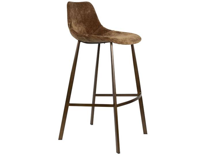 Barhocker Franky 2er-Set, Cognac mit Stahlgestell im Vintage-Look