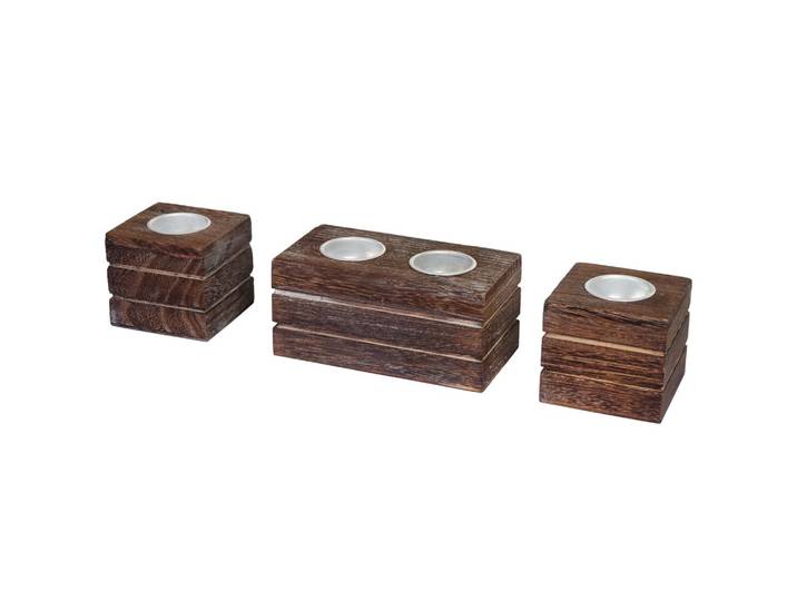 SET TEELICHTHALTER Braun 3er-Set-Set