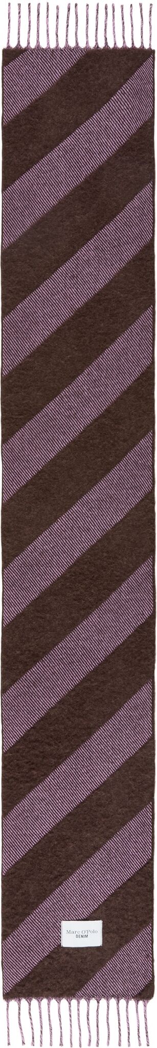 Wollschal MARC O'POLO DENIM "mit diagonalen Streifen", Damen, braun (schwarz lila), Obermaterial: 85% Schurwolle, 8% Polyamid, 7% Alpaka, gemustert, Modetücher