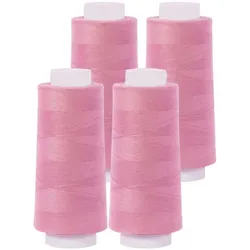 buttinette Overlockgarn im 4er-Pack, Stärke 120, 2500m-Spule, rosa