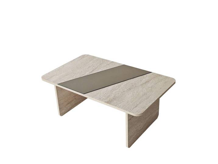 Calicosy Couchtisch mit rechteckiger Spiegelplatte 100/60/40 cm, Beige, 60x40x100 cm, Wohnzimmer, Wohnzimmertische, Couchtische