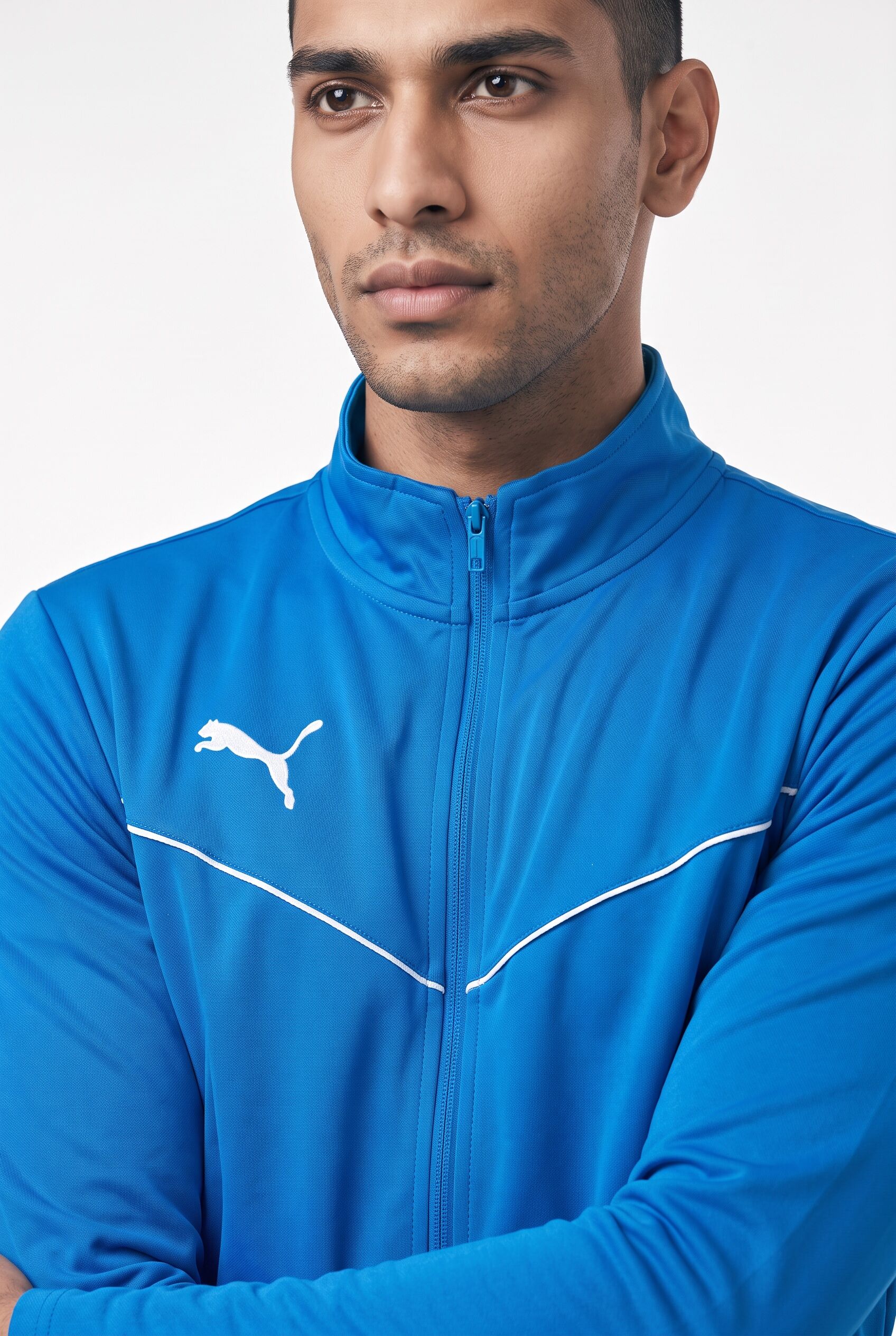 Trainingsjacke PUMA "TEAMRISE TRAINING POLY JACKET", Herren, Gr. M, blau (electric blau lemonade), Piqué, Obermaterial: 100% Polyester, unifarben, regular fit normal, Jacken Trainingsjacke, sportlicher Stil mit kontrastfarbener Paspelierung electric blau 