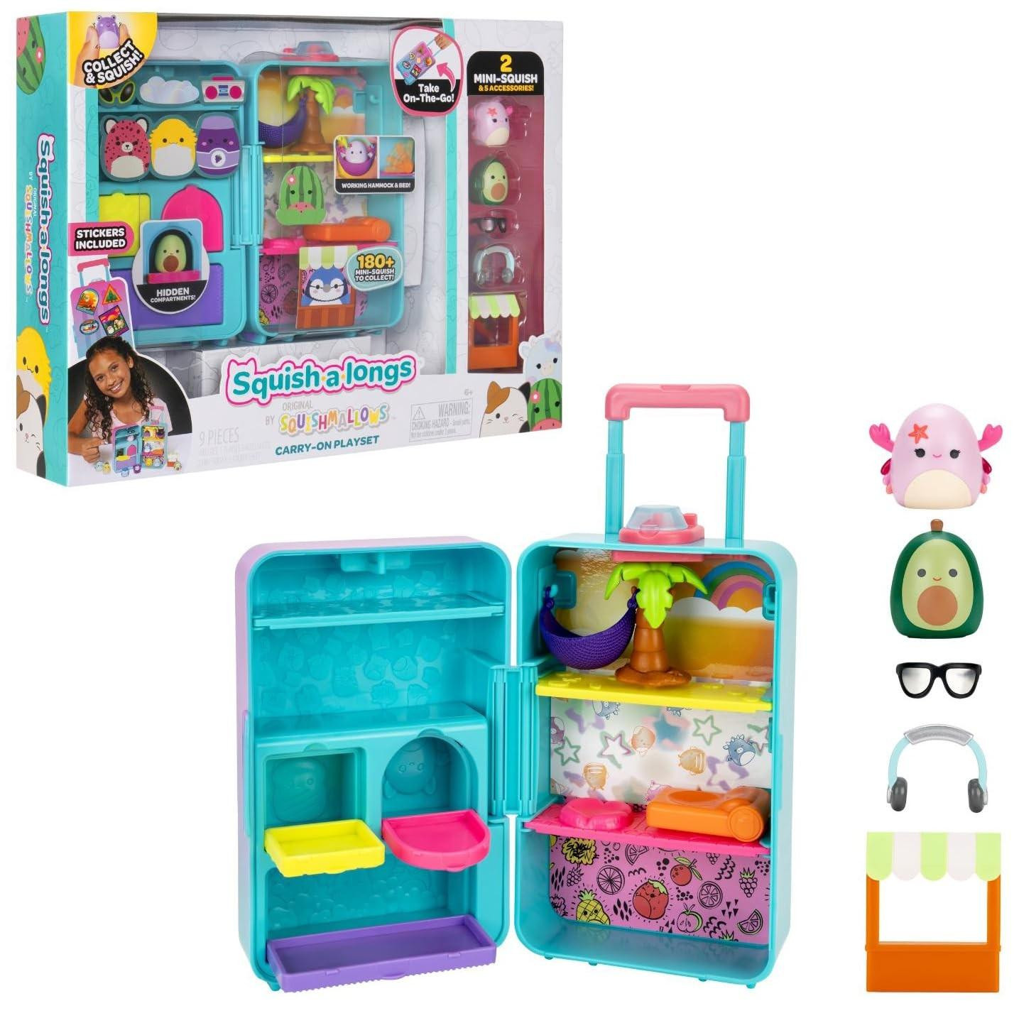 Omgoods Squish-a-longs Bagagespeelset voor Onderweg met Mini-squish