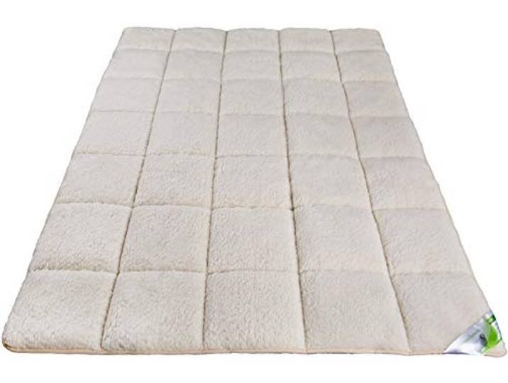franknatur Unterbett 120x200 Topper Lammflor Auflage mit Merino Schurwolle weiche und wendbare Matratzenauflage, Füllung aus 100% Merino-Wolle, ganzjährig nutzbar, 4 Befestigungsgummis, OEKO-TEX