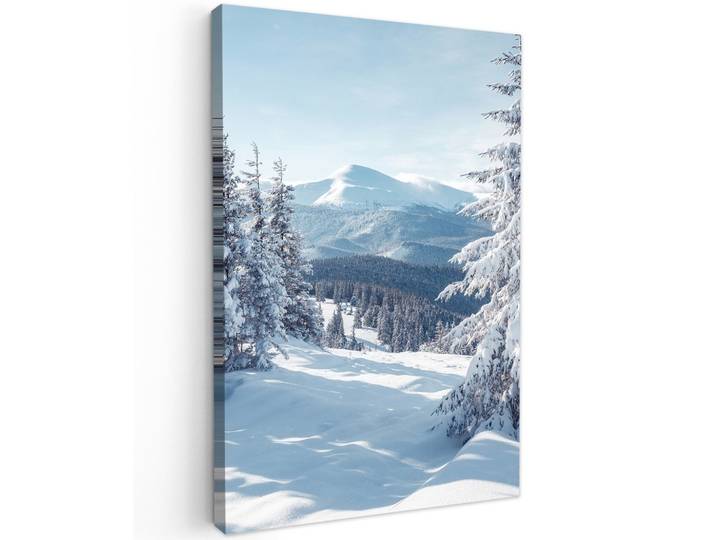 LEINWANDBILD Winterlandschaft - Natur - Berge - Bäume - Schnee Wanddeko 40x60 cm