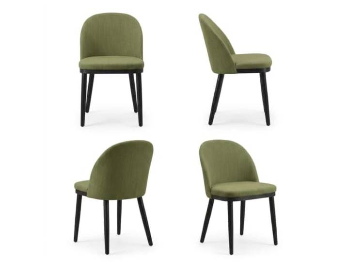 IDEALHOUSE Modernes Esszimmerstuhl‑Set 4er, Leinen Verstellbaren Füßen Grün Polsterstühle Esszimmerstühle mit 9 cm Dickem Schaumsitz, Ergonomischer Halbkreisförmiger Atmungsaktivem Rückenlehne