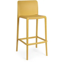 Barhocker Chloris 4er-Set aus Kunststoff, modernes Design, ocker, mit Fußstütze, UV-beständig