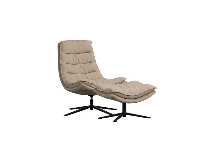 Drehbarer Design Sessel „Kube“ inkl. Fußablage Chenille Beige De Eekhoorn