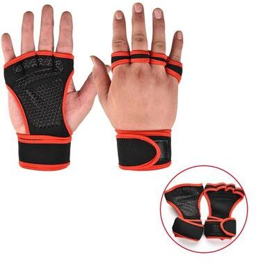 Uplifted Goods Half Finger Weight Training Gloves With Wrist Support For Fitness And Gym Use red m
