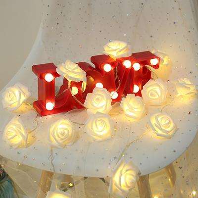 Perfect Picks Market Romantic Rose Flower String Lights Battery Operated LED Lamp For Weddings & Home Decor white Rose