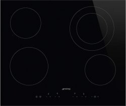 Smeg Universal SE364ETD, Schwarz, Integriert, 60 cm, Keramik, Glaskeramik, 4 Zone(n)