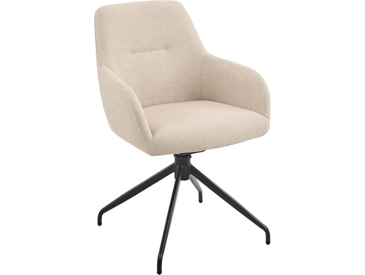 Armlehnstuhl HELA TRIEST , beige (beige, schwarz, beige), B:56cm H:83cm T:60cm, Metall, Polyester, Stoff, Stühle, Armlehnstuhl, Sessel, 360 drehbar, Gestell abgeknickt, Relaxfunktion, Armlehnen