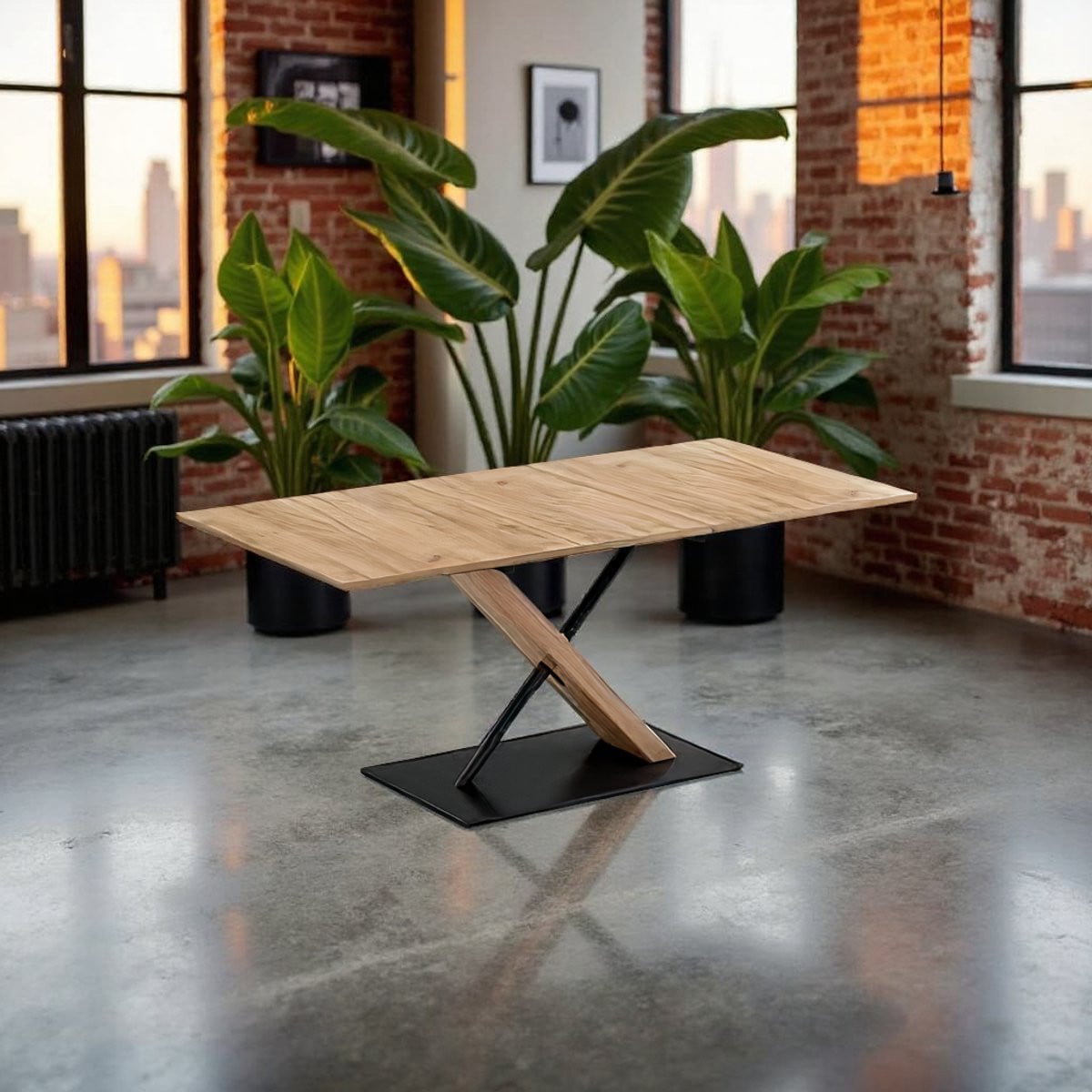 Tribe Oslo Uitschuifbare Eettafel – Industrieel Design – Eiken/Zwart – B: 140-180 cm, D: 90 cm