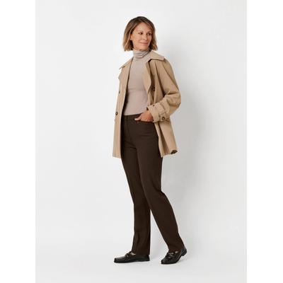 Relaxhose RELAXED "Steffi", Damen, Gr. 40K, K-Gr, braun (dunkelbraun 079), Gabardine, , Klassisch, slim fit normal, Hosen Relaxhose, mit Bügelfalten